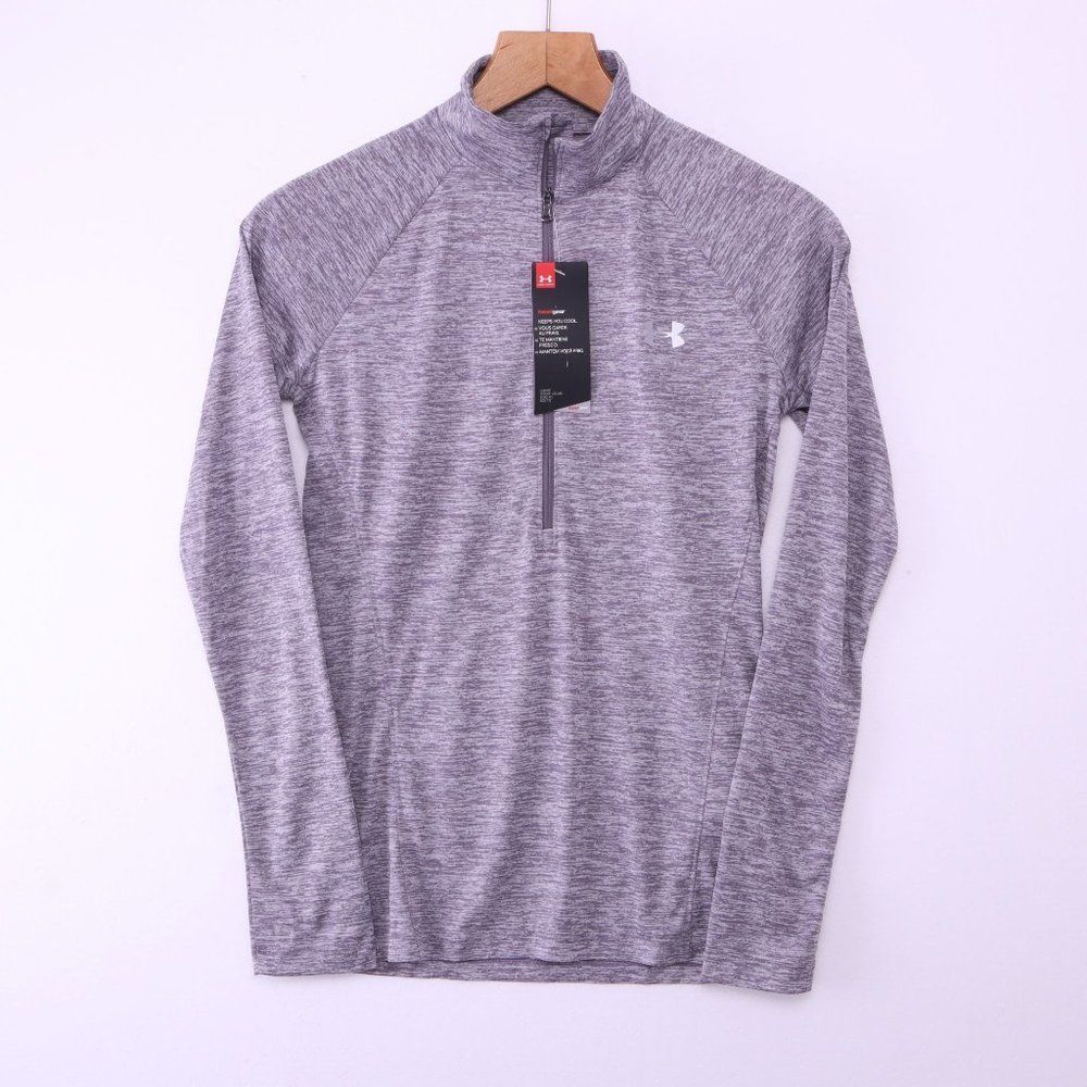 UNDERARMOUR Quarter Zip Heathered Purple Running Top